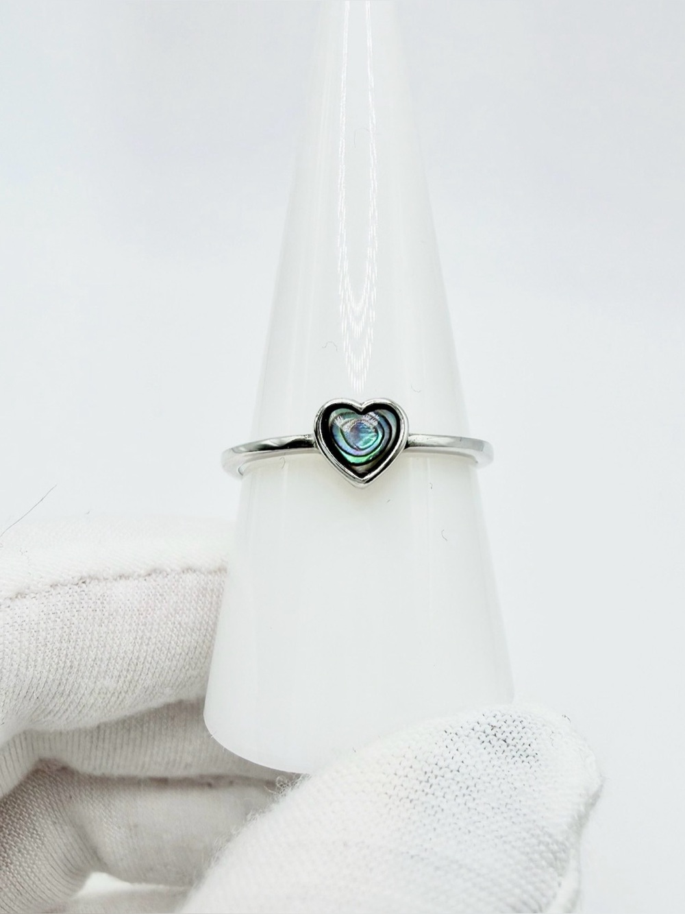 .925 Sterling Silver Abalone Shell Ring